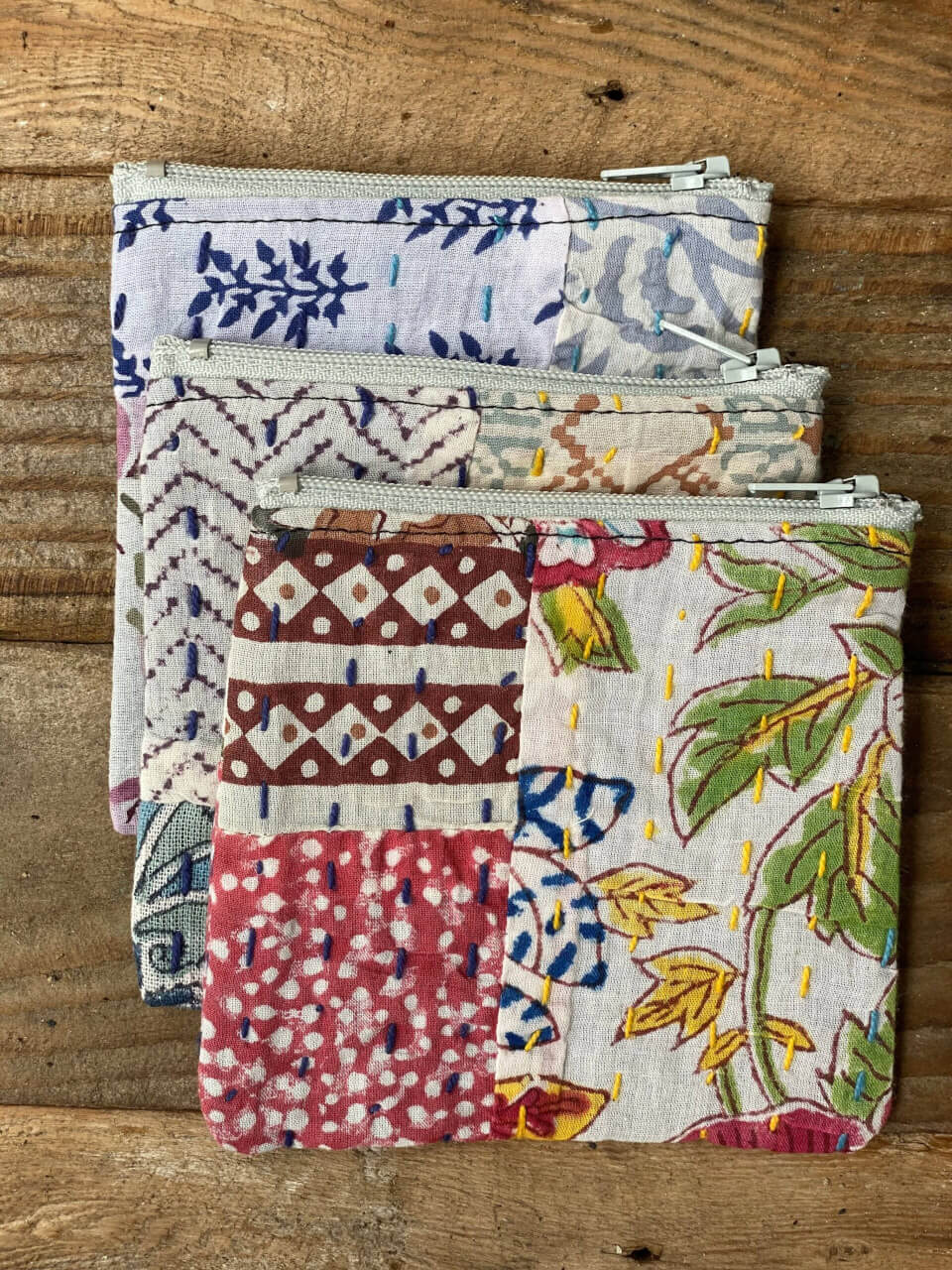 Belle's Nest - Four Assorted Patchwork Cotton Coin Zip