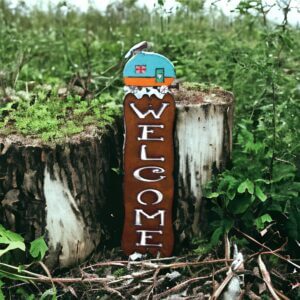 Whimsies – Camper Trailer Welcome Sign Garden Outdoor Rustic Metal