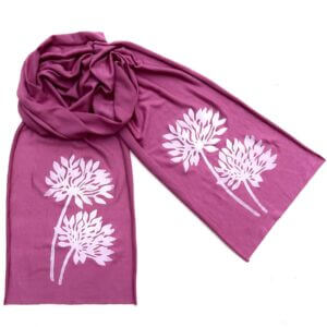 Windsparrow Studio – Botanical Skinny Scarf Collection (white ink): ORCHID