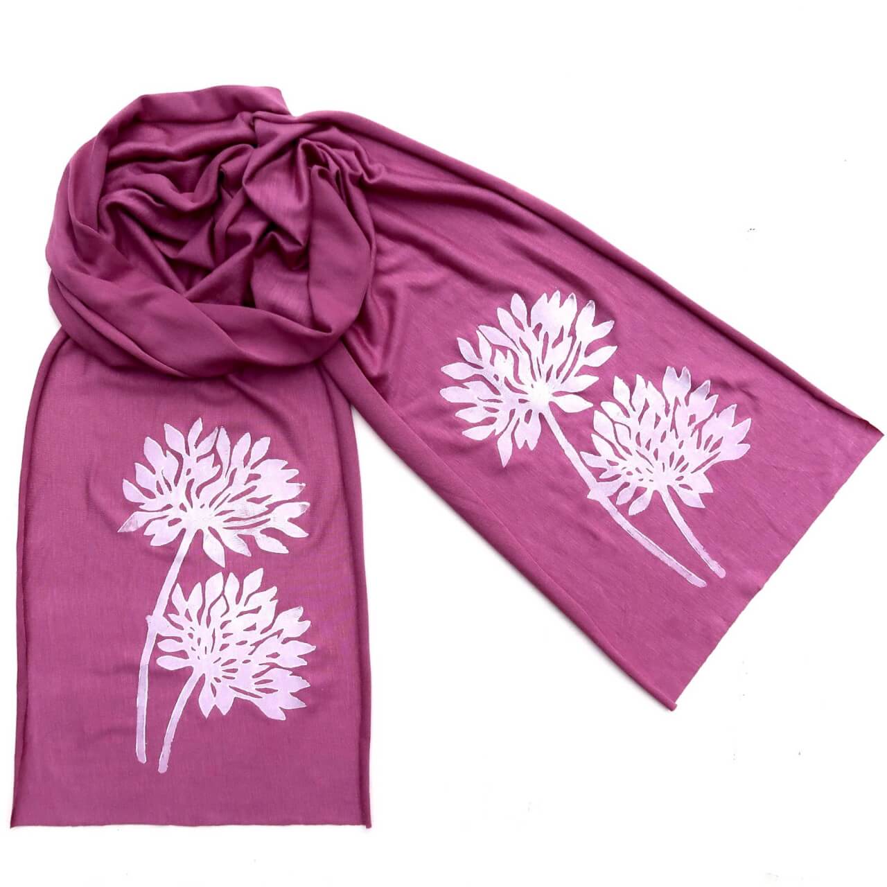 Windsparrow Studio - Botanical Skinny Scarf Collection (white ink): ORCHID