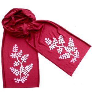 Windsparrow Studio – Botanical Skinny Scarf Collection (white ink): BERRY