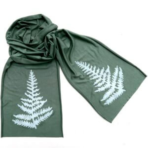 Windsparrow Studio – Botanical Skinny Scarf Collection (white ink): MOSS