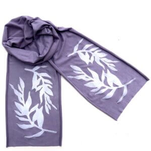 Windsparrow Studio – Botanical Skinny Scarf Collection (white ink): LAVENDER