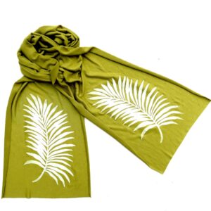 Windsparrow Studio – Botanical Skinny Scarf Collection (white ink): NEW DESIGN GREEN OASIS