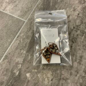 Woodcutts Heart Leaves Earring with Silver Foil Accent: Walnut (1)