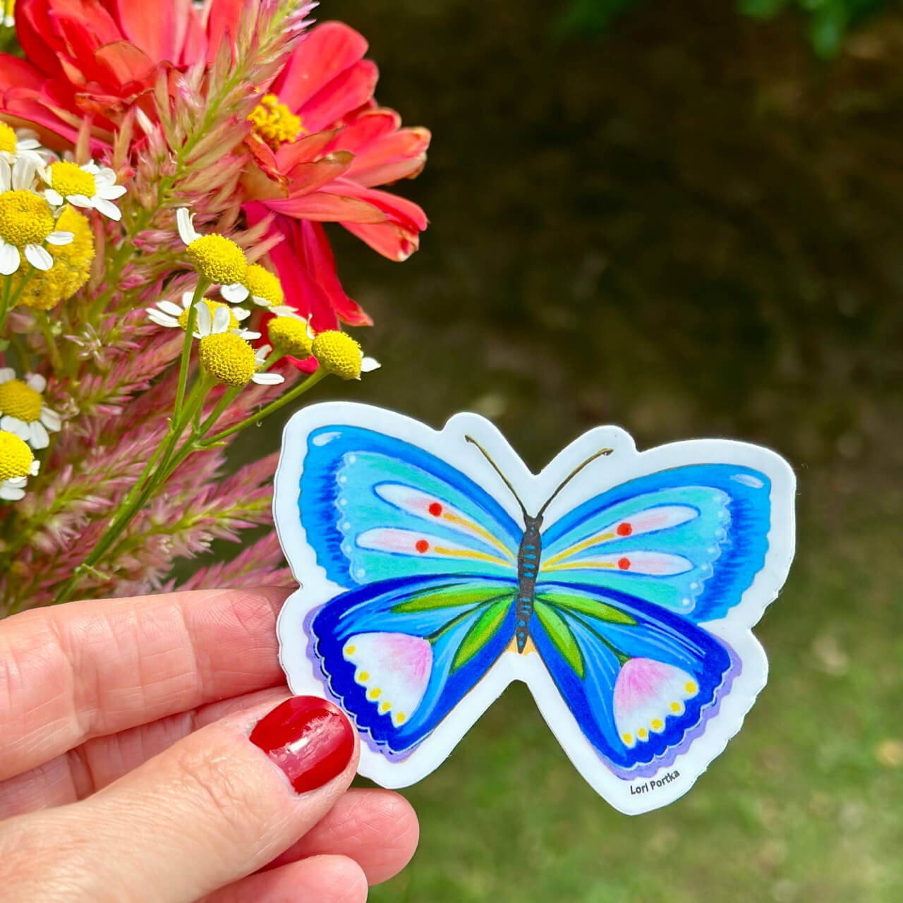 Lori Portka Blue Butterfly Sticker