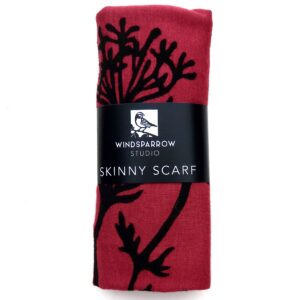 Windsparrow Studio – Botanical Skinny Scarf Collection (black ink)
