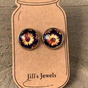 Jill’s Jewels – Black Sunflower Stud Earrings
