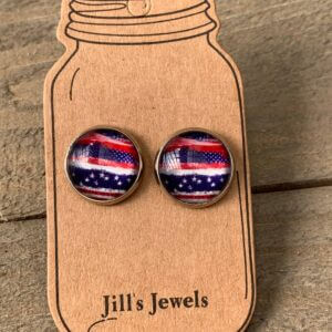 Jill’s Jewels – Red, White and Blue Stripe Stud Earrings