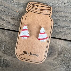 Jill’s Jewels – Snack Cake Christmas Tree Stud Earrings