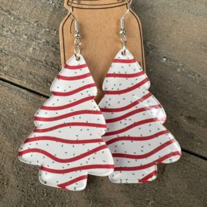 Jill’s Jewels – Snack Cake Tree Holiday Teardrop Acrylic Earrings