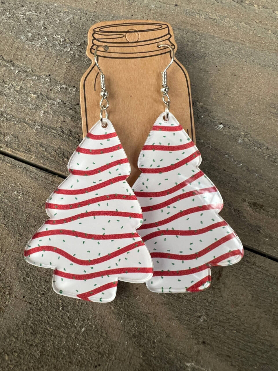 Jill's Jewels - Snack Cake Tree Holiday Teardrop Acrylic Earrings