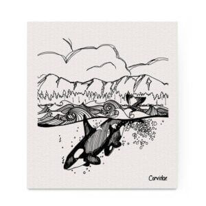 Corvidae Orca Swedish Dishcloth – PNW Orcas