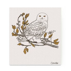 Corvidae Snowy Owl Swedish Dishcloth