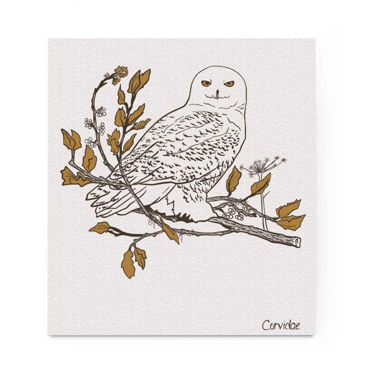 Corvidae Snowy Owl Swedish Dishcloth