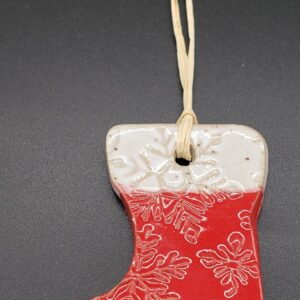 White Squirrel Clayworks – Stocking Shaped Handmade in Ohio, Stoneware Ceramic Ornament