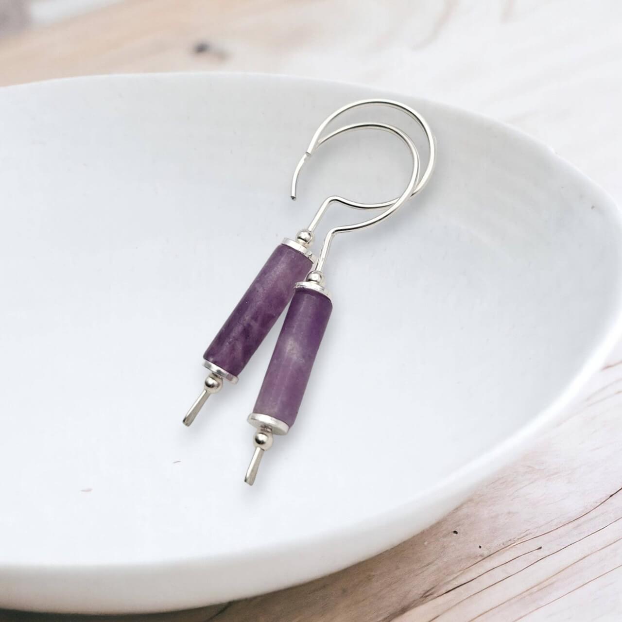 Bijou by SAM Sterling Silver & Amethyst Hook Threader Earrings