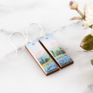 No Man’s Land – Mount Rainier Washington State Vintage Postcard Earrings
