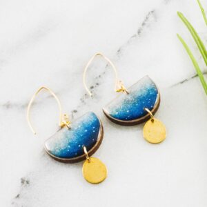 No Man’s Land – Blue Ombre Half Circle Raindrop Earrings