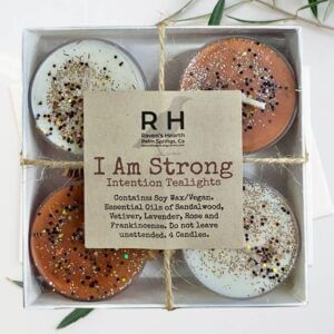 Raven’s Hearth – I am Strong Tea Light Candles Soy Wax | Vegan | Meditation