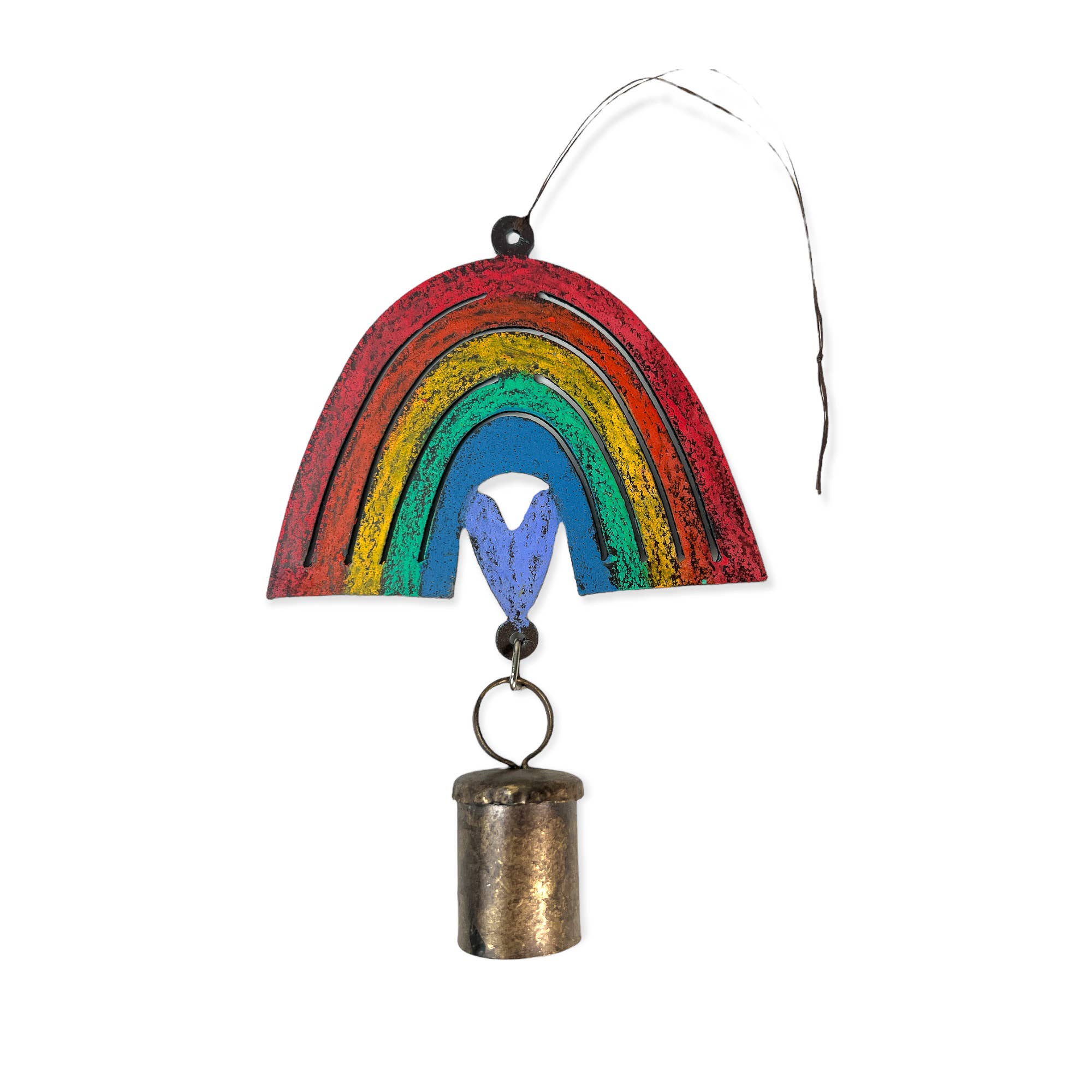 Whimsies - Rainbow bell mobile pride wind chime garden ornament recycle