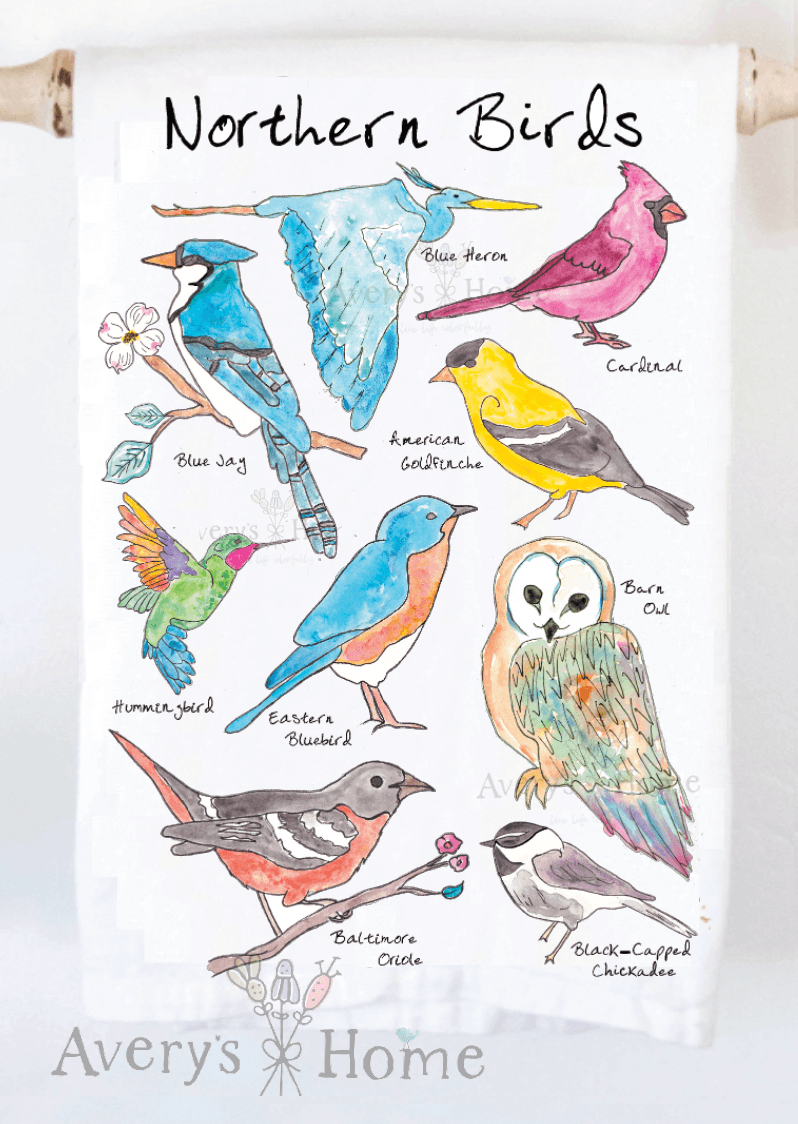 Avery's Home - Northern Bird Watching Kitchen Dish Towel