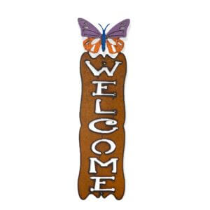 Whimsies – Butterfly welcome sign outdoor spring garden metal welcome