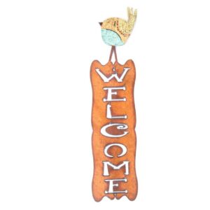 Whimsies – Welcome Spring chick metal wall sign USA
