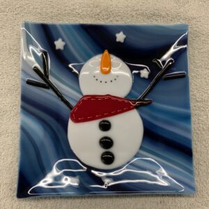 JSG Snowman Looking Up Dish