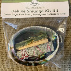 Full Moon Farms, LLC – Deluxe Smudge Kit IIII : Desert Sage, Palo Santo, Sweetgrass