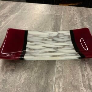 JSG Rectangular Red White Black Dish