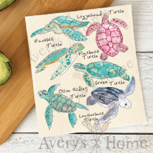Avery’s Home – Sea Turtle Breeds Ocean Eco Friendly Swedish Dish Towel