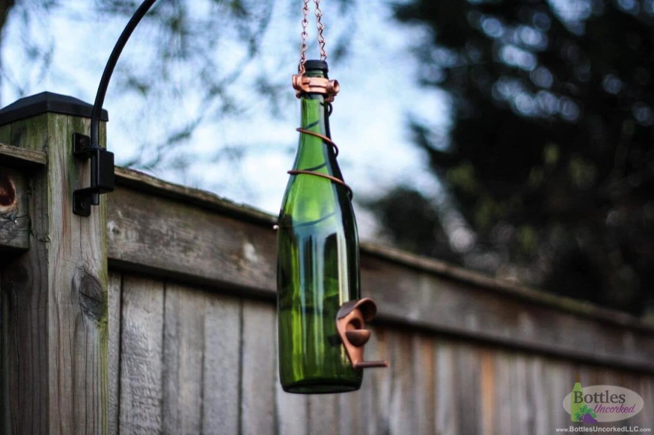 Blue Ridge Mountain Gifts - Glass Wine Bottle Bird Feeder