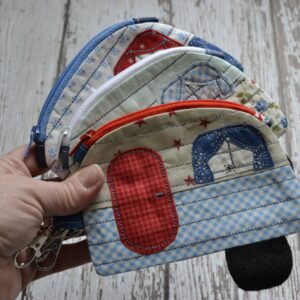 SewMuchMoreStore – Camper Coin Purse, Repurposed Fabric, OOAK, Red White Blue