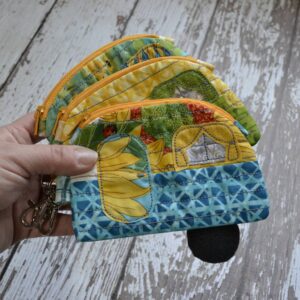 SewMuchMoreStore – Camper Coin Purse Repurpose Fabric, OOAK, Floral Yellow Blue