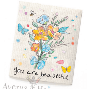Avery’s Home – You are Beautiful Flower Bouquet Swedish Dish Towel