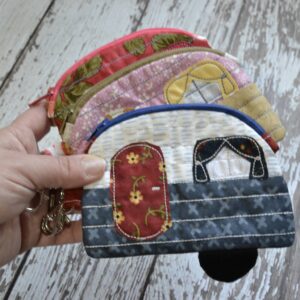SewMuchMoreStore – Camper Coin Purse Repurpose Fabric, OOAK, Cream Blue Red
