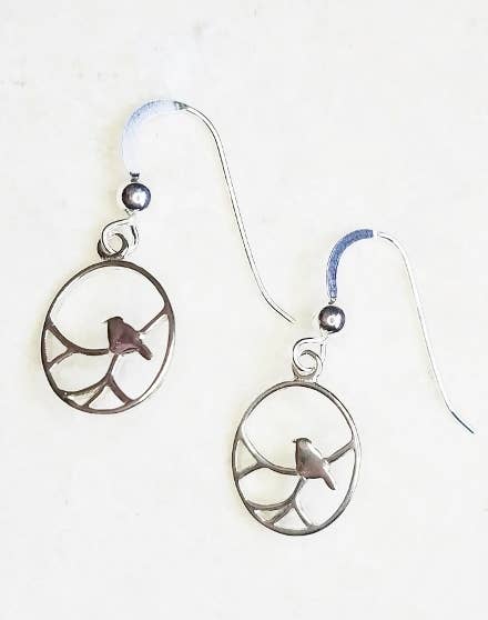 Sosie Designs - Silver Nightingale Bird Earrings