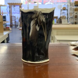 Shay Ceramics – Large Black Vase w/ Feathers