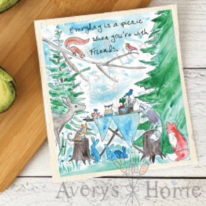 Avery’s Home – Everyday is a Picnic Animal Woods Organic Swedish Dishcloth