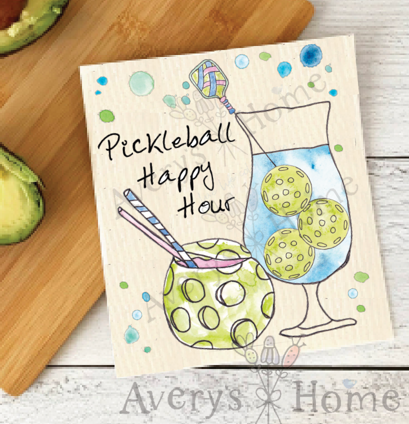 Pickleball Happy Swedish Dishcloth