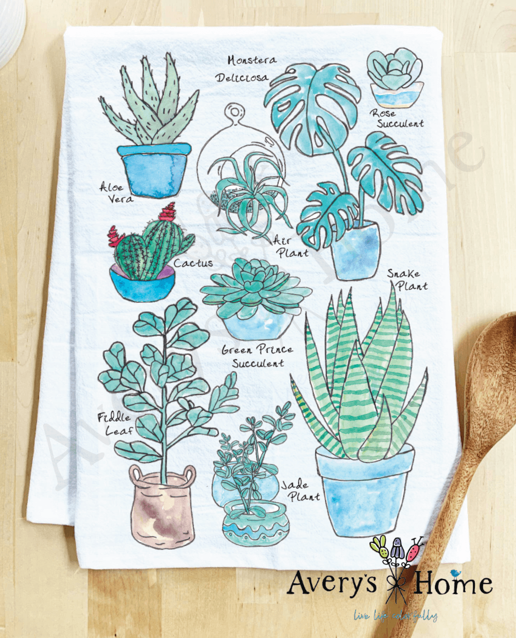 Avery's Home - Popular Succulents & Plants Gardener Gift Kitchen Dish Towel