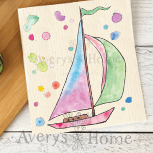 Avery’s Home – Sailboat Ocean Beach Swedish Dish Towel