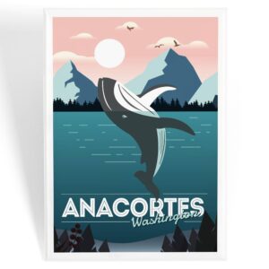 Lantern Press – MAGNET Anacortes, Washington, Humpback, Vector: Magnet