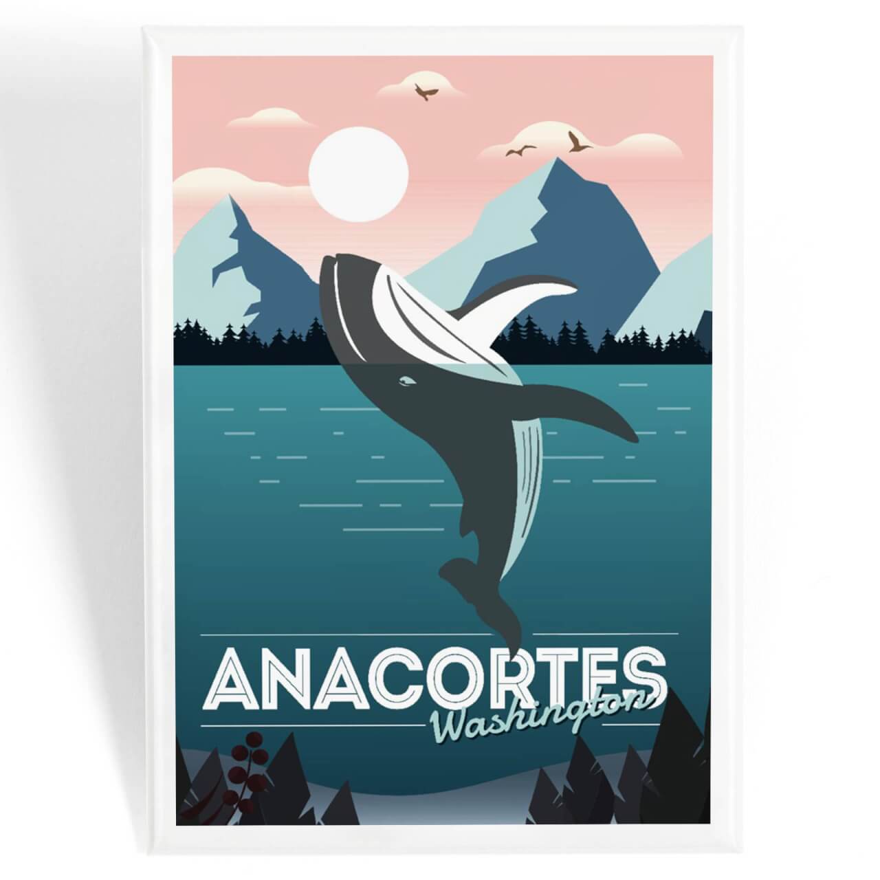 Lantern Press - MAGNET Anacortes, Washington, Humpback, Vector: Magnet