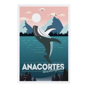 Lantern Press – PREMIUM POSTCARDS Anacortes, Washington, Humpback, Vector