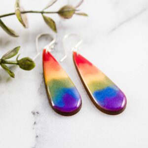 No Man’s Land – Rainbow Watercolor Drop Earrings