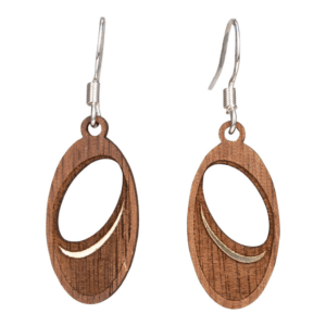 Woodcutts Hoop Twig Earring with Silver Foil Accent: Cherry