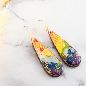 No Man’s Land – Teardrop Rainbow Collage Earrings