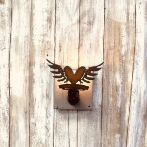 Flying Heart Rustic Metal Night Light Made In USA
